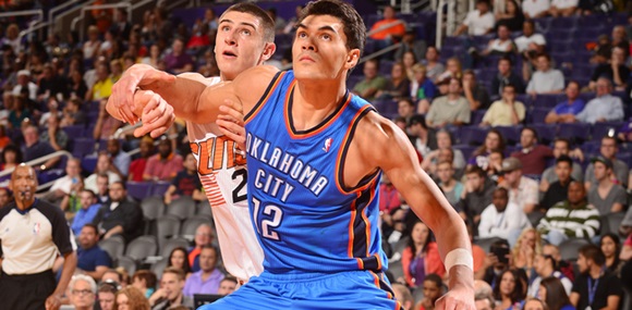 steven adams and his thunder #12 blue road jerseys